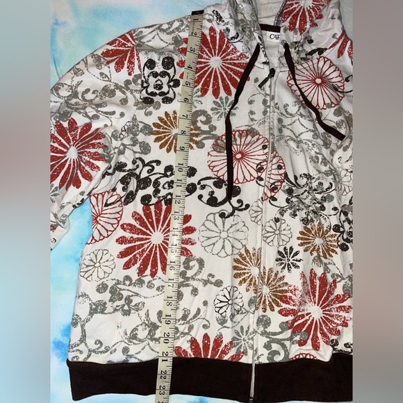 Cato’s Floral Zip Up Hooded Jacket •Size XL - Picture 4 of 5